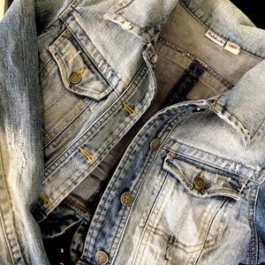 Cropped distressed jean jacket size (xs/s)
